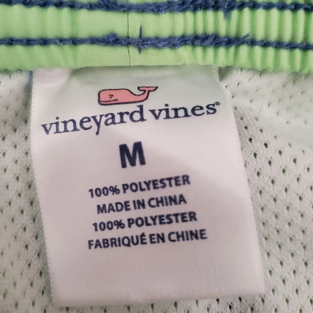 Vineyard Vines Sea of Turtles Bungalow Swim Trunks Blue Green Men’s M